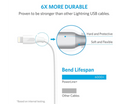 Anker PowerLine Lightning Cable (1ft) Durable and Fast Charging Cable [Double Braided Nylon] (White)