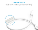 Anker PowerLine Lightning Cable (1ft) Durable and Fast Charging Cable [Double Braided Nylon] (White)